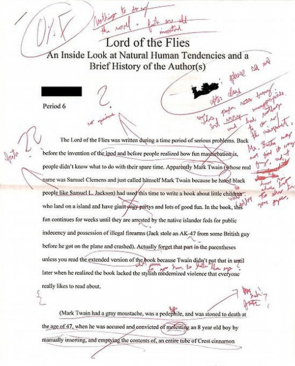 Mark Twain was evil and he wrote Lord of the Flies