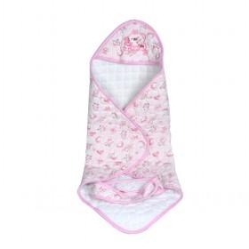 Middle Size White With Pink Floral Prints Baby Blankets