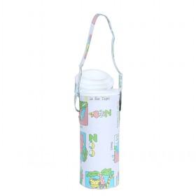 Double-layer Cartoon Prints Vacuum Fedding Bottle With Straw