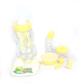 Yellow Plastic 6 Pcs Insulation Milk Feeding Bottles Set