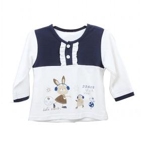Dark Blue With White Cartoon Rabbit Prints Gauze Baby Clothes
