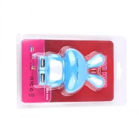 Simple Sweet Light Blue And White Bunny Design Square Micro Usb Hub