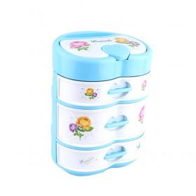 Blue Small Floral Storage Boxes With  Storage Drawer