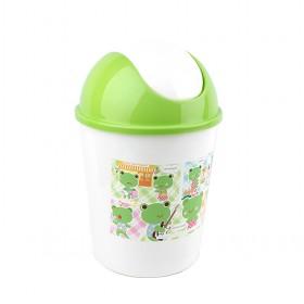 Cute And Sweet Design Green Frog Printing Plastic Garbage Can