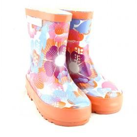 Kids Rain Boots Orange Flower
