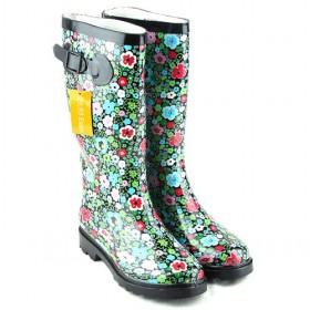 Womens Rain Boots Floral Buckle