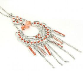 Orange Beaded Alloy Necklaces