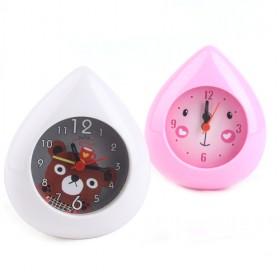 Mini Cute Pink And White Raindrop Design Plastic Mute Quartz Alarm Clock