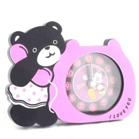 Cute Girl Bear And Phone Design Mute Quartz Alarm Clock