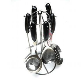 Hot Sale 7 Pieces Stainless Steel Kitchen Utensil Set With Black Handle
