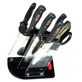 Black Handled Knife Set 8 Pieces Steel Knives For Kitchen Perfect Cooking Tools For Chef and Housewives