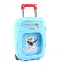 Beautiful Blue Metal Travel Luggage Design Mute Quartz Alarm Clock