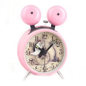 Cute Cartoon Design Double Bell Pink Big Eyes Decorative Battery Operated Alarm Clock