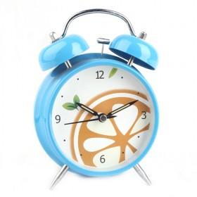 Cute Cartoon Design Double Bell Blue Decorative Battery Operated Alarm Clock