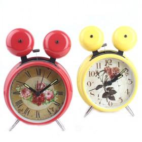 Cute Cartoon Design Double Bell Antique Decorative Battery Operated Alarm Clock Set
