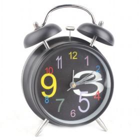 Simple Design Double Bell Black Round Decorative Battery Operated Alarm Clock