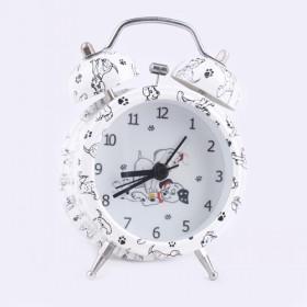 Simple Design Double Bell White Spotty Dog Decorative Battery Operated Alarm Clock