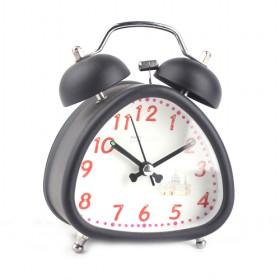 Simple Design Double Bell Black Triangle Battery Operated Alarm Clock