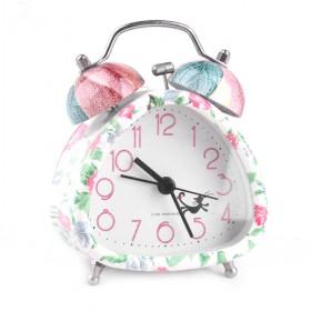Simple Design Double Bell Floral Printing Decorative Battery Operated Alarm Clock