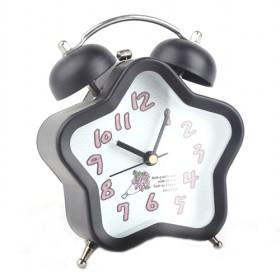 Simple Design Double Bell Black Star Battery Operated Alarm Clock
