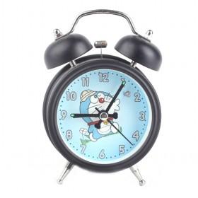 Simple Design Double Bell Black And Blue Traditional Battery Operated Alarm Clock