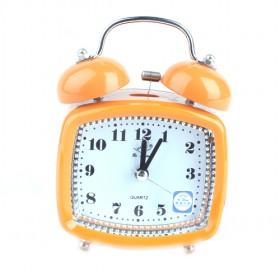 Double Bell Orange Traditional Sqaure Battery Operated Alarm Clock