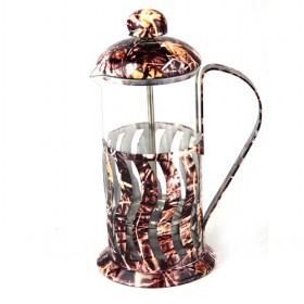 Wholesale 350ml Brown Giraffe Pattern Printed French Press Pot With Steel Rack And Lid