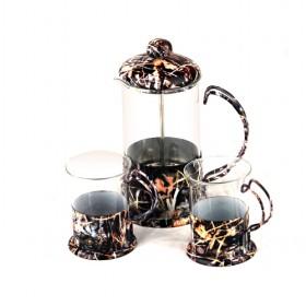 Wholesale High Quality Delicated Design Coffee Plunger Set With 1 French Press Pot With 2 Coffee Cups