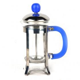 Wholesale Retro Stylish 350ml Steel And Glass Coffee Makers/ Coffee Plunger/ French Press Maker With Blue Handle