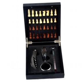 Multi Function Compact And Useful Wine Sets With 4 Pieces Wine Tools And International Chess In Wooden Box