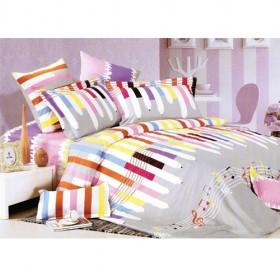 Rainbow Colorful Pencil Children Cute Strips Printing 100% Cotton 4-piece Bedding Sets