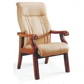 Simple Design Beige Leather Wooden Computer Chair/ Office Chair/ Boss Chair With Armrest