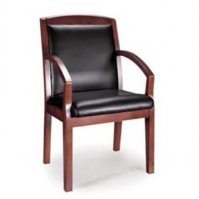 Simple Design Black Leather Wooden Computer Chair/ Office Chair/ Boss Chair With Armrest
