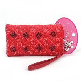 Universal Leather Red Ladybags Cell Phone ; IPOD,MP3,Camera Sock Bag Carring Case,Cover With Neck Strap