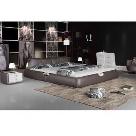 Modern Stylish Fashionable Light Grey Leather Bed