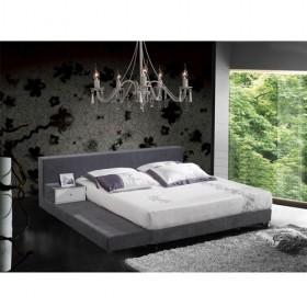 Elegant Light Grey Upholstery Fabric Bed