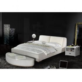 Nice Full White Upholstery Fabric Bed Set With Bedfoot Stool