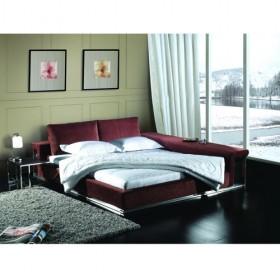 Delicated Design Dark Red Upholstery Fabric Bed