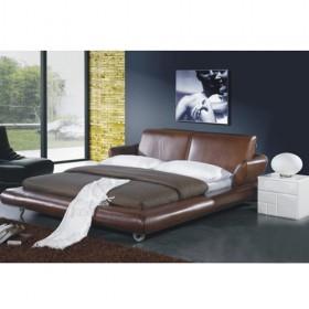 Unusual Design Light Brown Leather Bed