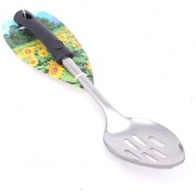 Black Plastic Handle Stainless Steel Slotted Spoon/ Ladle/ Cooking Spoon