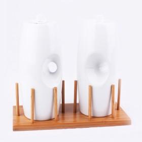 Modern Design White Ceramic Spice Powder Dispenser Sauce Bottles With Lid
