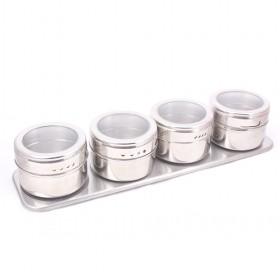 4pcs Stainless Steel Spice Condiment Bottles With Lids