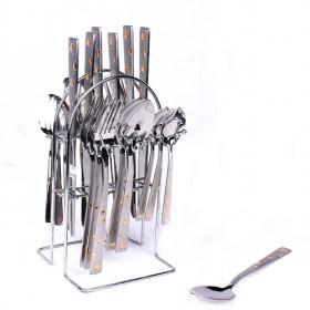 Wholesale High Quality 24pcs Magnetic Grey Handle Stainless Steel Dinnerware Set