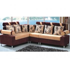 Exquisite Brown And Beige Household Fabric Sofa Set