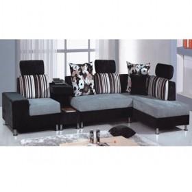 High Quality Graceful Brown Stripes Fabric Sofa Set