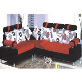 Red And Black Floral Patterns Prints Fabric Sofa Set
