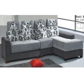 Light Grey Floral Decorative Prints 310cm Linen Fabric Sofa