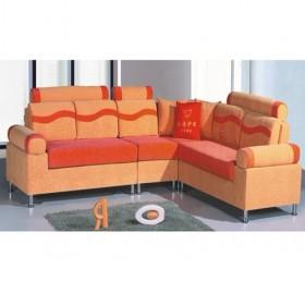 Unique Design Modern Light Orange Curving Lines Fabric Sofa Set