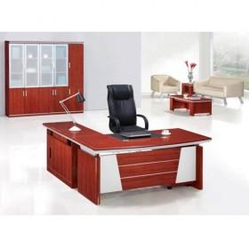 Exquisite Red Wooden And Silver Design Simple Office Boss Desk/ Office Furniture