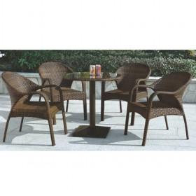 New Arrival Brown Rattan Dining Table Set